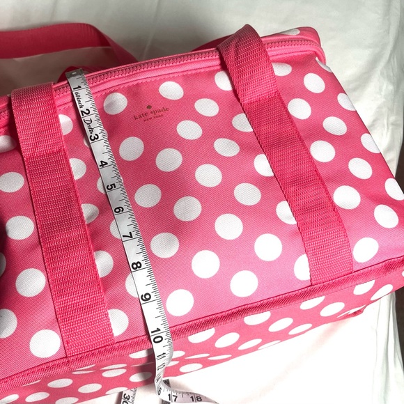 Large Kate Spade Pink and White Polka Dot Cooler Bag - Picture 5 of 6